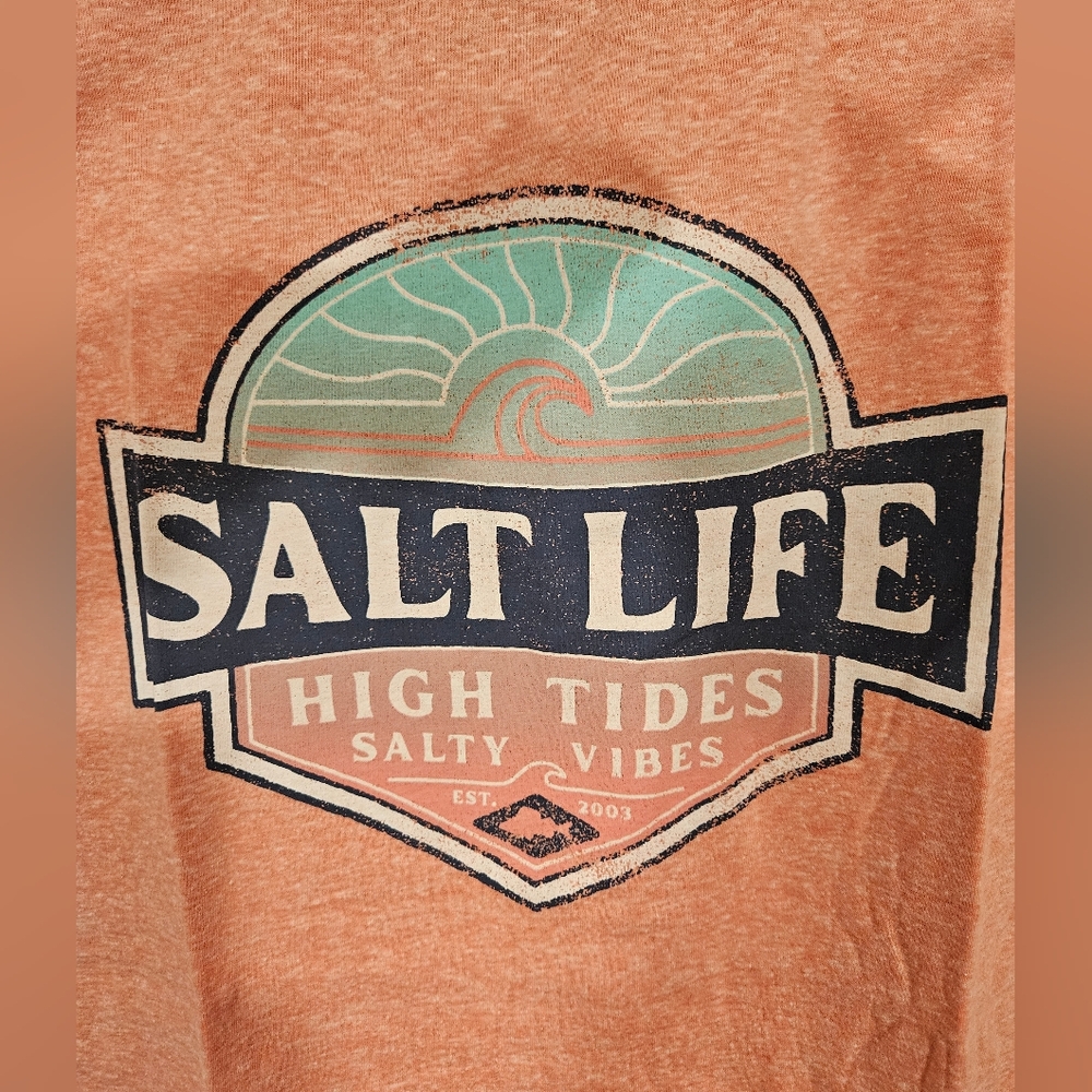 Salt Life High Tides Salty Vibes Womans T-Shirt Pink Size Small Live Salty NWT - Picture 4 of 5